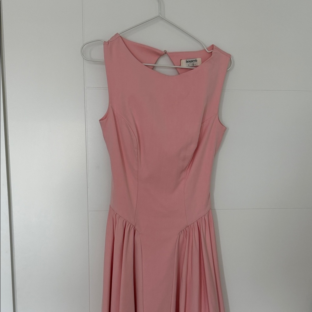 House of CB FLORENTINA Open Back Cocktail Midi Dress Pale Rosette Pink - Picture 5 of 6
